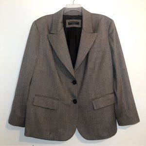 Dana Buchman Wool Blazer with Chevron Pattern in Brown & Tan, size 24